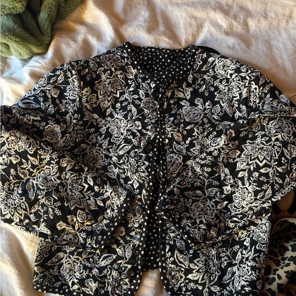 Vintage Reversible Black and White Quilt Coat - Picture 2 of 3